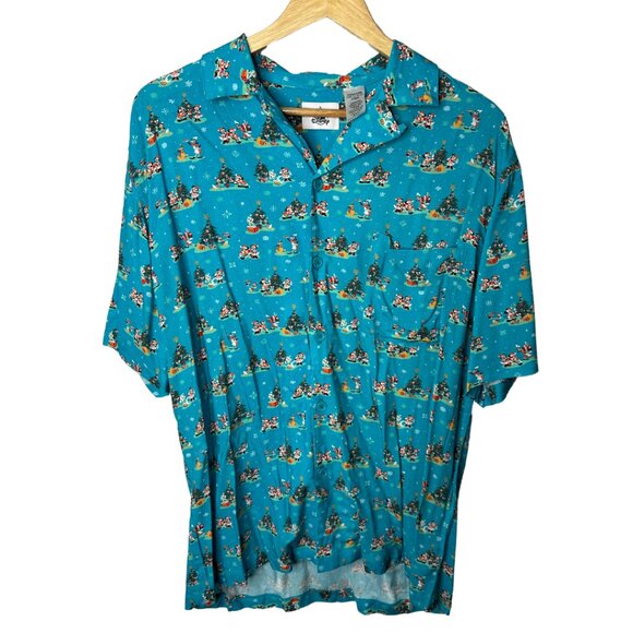 Disney Other - NEW! Mens Santa Mickey Mouse and Friends Holiday Woven Shirt